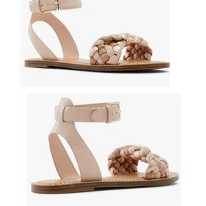 Aldo Braided Sandals Nude and Pink Ladies Size 9 Ankle Strap